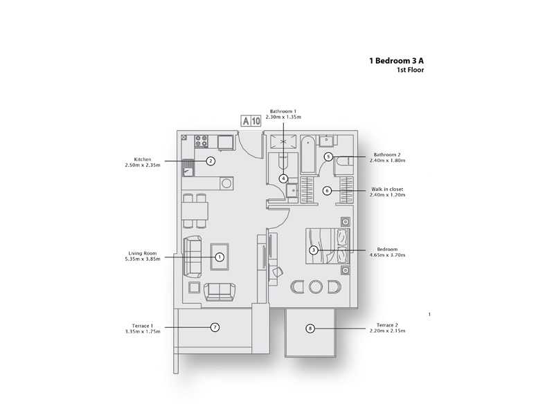 1 Bedroom Apartment 3 A, 1st Floor
